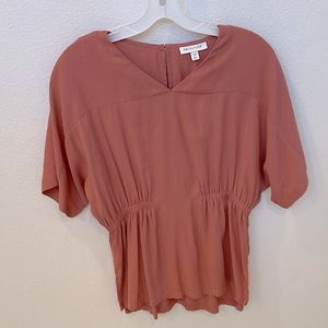 Dusty Salmon Pink Peplum Boho Top XS
